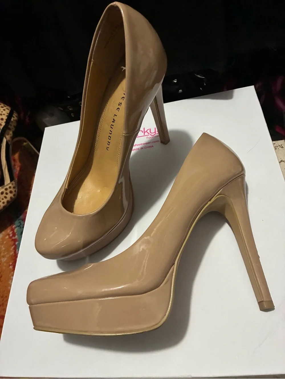 Chinese Laundry Patent Nude Platform Pumps